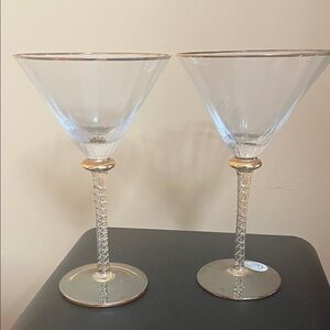 Martini Time!!  Gold-Rimmed  Set of 2. NWT